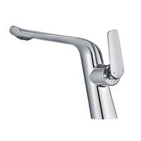Robinet de lavabo de salle de bain moderne, monotrou, à commande tactile, chromé, à montage sur comptoir, avec mitigeur, en zinc, avec cartouche céramique, courbé