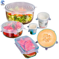 Couvercles élastiques réutilisables en silicone pour le stockage des aliments dans le réfrigérateur résistant à la chaleur 6 pièces d'ustensiles de cuisine de qualité alimentaire