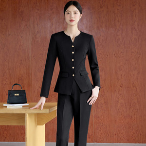 Women's Elegant Suit Set Long Sleeve Midi Skirt Polyester Worsted Anti-Wrinkle Professional Formal Blazer - Product Image 3