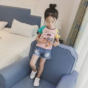 เสื้อยืดพิมพ์ลายตามสั่งสำหรับเด็กผู้หญิง แขนยาวสองสี เสื้อยืดทรงยาวสำหรับดูทีวี ช้อปปิ้งที่บ้าน - Product Image 3