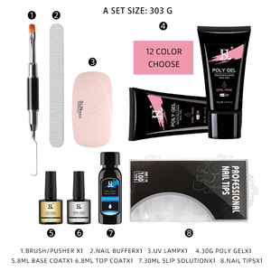 Poly <span class=keywords><strong>Gel</strong></span> Ongles Constructeur Set Étiquette Privée D'extension des Ongles Acrylique Poly <span class=keywords><strong>Gel</strong></span> Kit Avec Lampe Uv Brosse Outils - Product Image 2