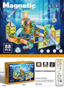 Ensemble de 88 pièces de tuiles magnétiques lumineuses pour circuit de billes, <span class=keywords><strong>jouet</strong></span> éducatif STEM de construction 3D en forme de labyrinthe pour enfants, vente en gros - Product Image 2