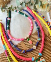 Prêt à expédier en gros chanceux été plage verre perle de rocaille polymère argile pendentif tour de cou collier pour bijoux de mode femmes