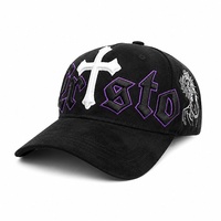 Nouvelle Casquette de Baseball Designer à Visière Courbe en Daim avec Patch Logo 14 14 Orné de Bijoux, Broderie 3D Haute Définition, Logo Personnalisé Bling Religion
