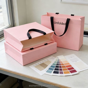 <span class=keywords><strong>Borse</strong></span> per lo Shopping in Carta Artistica Rosa con Logo Personalizzato OEM/ODM, Manico a Nastro, Confezione di Lusso per Abbigliamento, Gioielli e Boutique - Product Image 2