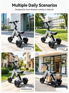 Nuevo Scooter Eléctrico Plegable de 3 Ruedas con Motor sin Escobillas LED, Aluminio Resistente, Baja Velocidad, Triciclo Eléctrico Compacto, Alcance de 25-30 km, 150 kg - Product Image 6