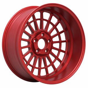 Nuovo Cerchio in Lega Forgiata Stile Rally a <span class=keywords><strong>15</strong></span> Razze Design a Griglia a <span class=keywords><strong>2</strong></span> Anelli Finitura Rosso Opaco Logo Personalizzato <span class=keywords><strong>15</strong></span>-22 Pollici 5x114.3 - Product Image 4