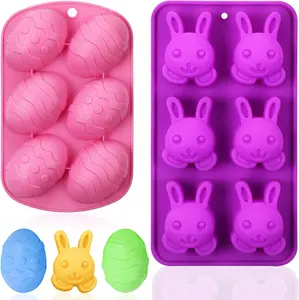 6 Cavity Rabbit Chocolate Mold Easy Release Custom Animal Silicone Mold For Baking