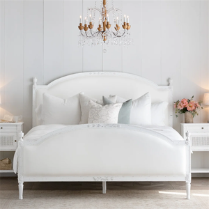 עיצוב עכשווי מודרני עץ מיטת קיר צרפתית כפרי בסגנון הבליה גימור לבן המלכה המלכה קינג רהיטי חדר שינה - Product Image 3