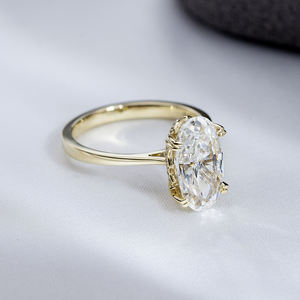 Anillo de Compromiso de Diamante Cultivado en Laboratorio, Joyería de Moda, Forma Ovalada, 9K, 3CT, D VVS1, Messi Jewelry MSR-1811 - Product Image 2