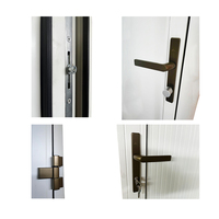 Porte extérieure à battants en bois recouvert d'aluminium PENJOY de qualité supérieure, étanche, insonorisée, double vitrage, design à grilles