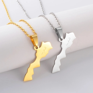Collane con ciondolo mappa del <span class=keywords><strong>marocco</strong></span> per donna uomo, gioielli etnici in acciaio inossidabile Le Royaume du Maroc - Product Image 4