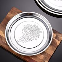 Plateau rond en acier inoxydable avec motif de raisins en relief, empilable, pour service alimentaire, disponible en plusieurs tailles – Vente en gros usine
