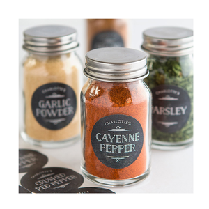 Nhãn Chai Lọ Gia Dụng Nhà Bếp Chống Nước Màu Đen Nhãn Sản Phẩm Gia Vị Đựng Thức Ăn Nhãn Dán Logo In Thiết Kế Tùy Chỉnh - Product Image 1