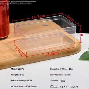 Boîte d'emballage rectangulaire pour pâtisserie de 500 ml à haute transparence avec couvercle, boîte d'emballage pour gâteau - Product Image 6