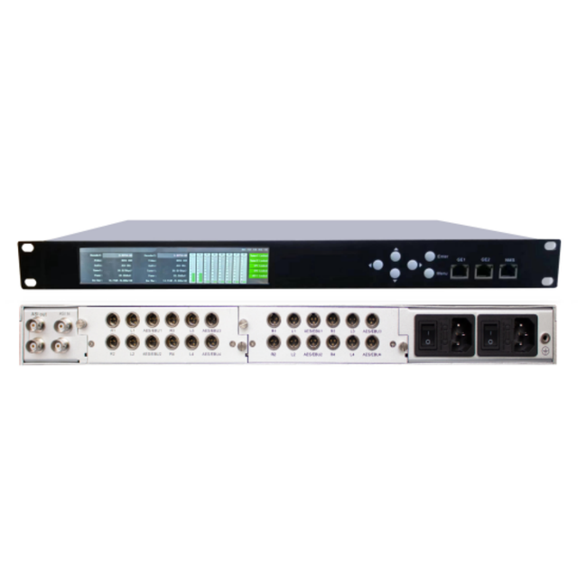 8 Channels IPTV Audio Decoder IP to AES EBU Analog Stereo XLR Decoder with MPEG2 AC3 Decoding