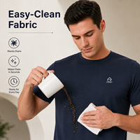JENI Smart Casual 150gsm Heren Crew Neck Shirt Zacht Aanvoelend Ademend Snel Droogend Top voor Werk Reizen Weekend