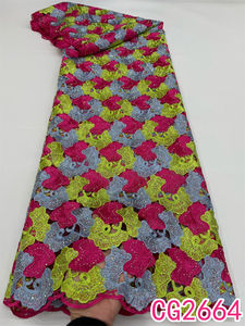 Encaje de cordón de gasa de lujo con piedras caras Aso Ebi tela de encaje africano 2025 encaje de boda de alta calidad - Product Image 4