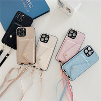 Casing dompet wanita, tas selempang dengan tempat kartu ponsel untuk iPhone 17 16 15 14 Pro Max 11 12 13