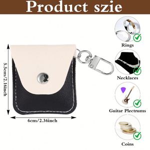 Wedding <b>Holder</b> Keychain Small Travel Jewelry <b>Box</b> Pu Leather Ring Pouch for Rings <b>Earrings</b> - Product Image 4