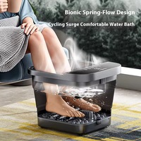 Bain de pieds massant pliable noir haut de gamme avec minuterie intelligente, chaleur et bulles