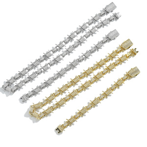 Fashion Chains Necklace Men Hip Hop Gold Cuban Chain Spike Zircon Inlay Party Jewelry Geometric Design - Product Image 5