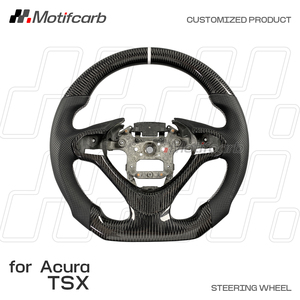 Volant personnalisé en fibre de carbone véritable pour Acura TSX Sedan Sport Wagon 2009-2016 avec poignées en cuir perforé noir - Product Image 2