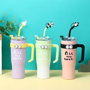 Mug de voyage personnalisé en acier inoxydable de 40 oz avec poignée, style américain, autocollants 3D inclus, double paroi, design moderne, bouteille d'eau à motif de dessin animé - Product Image 2