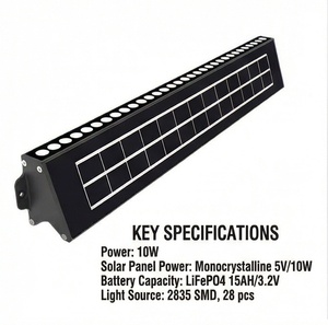 Lámpara Solar LED de Pared 10W IP65 Impermeable para Exteriores, Luz Lineal con Batería de 15Ah, Lámpara de Seguridad Solar con Encendido/Apagado Automático al Anochecer/Amanecer - Product Image 2