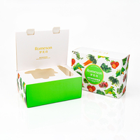 Boîte à cosmétiques à motifs de fruits et légumes colorés, base blanche, design dégradé vert pour kit de soins du visage, vente en gros, usine