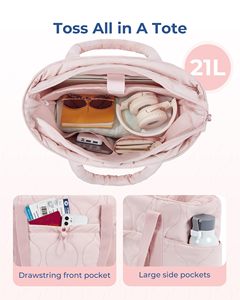Women Large Quilted Puffer <b>Tote</b> <b>Bag</b> Soft <b>Padded</b> Down Puffy Travel Handbag - Product Image 2