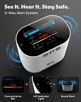 Détecteur de radon avec mise à jour en 10 minutes, grand écran 3,5 pouces, graphiques de données à long terme, export PDF, alarme sonore et visuelle, indice de protection IP54, USB PCi/L