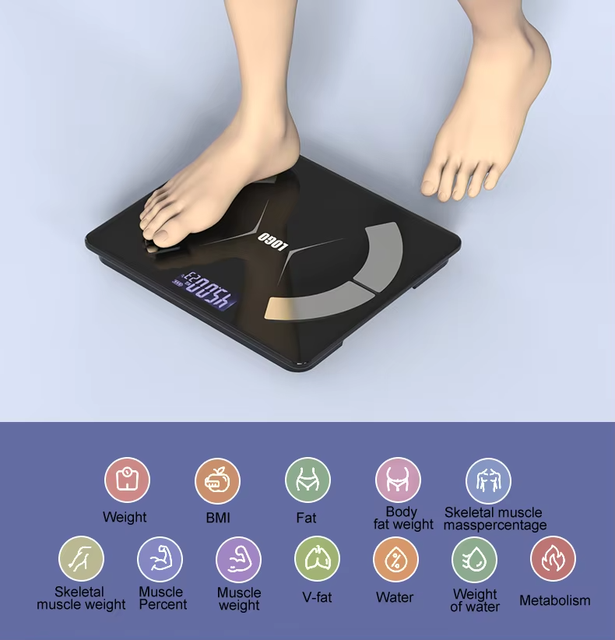 YDM T60 Four Electrode Smart Body Fat Scale with Wi-Fi APP Control 180kg Capacity BMI Monitoring & Health Tracking