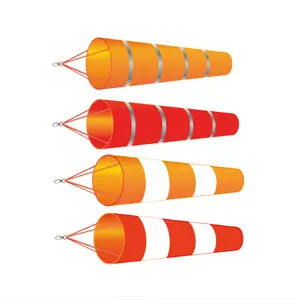 Low MOQ Wind Sock 100 % Polyester Red Orange Windsocks With Fluorescence Custom Windsocks Airport
