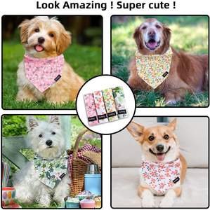 ผ้าพันคอสุนัข Gofshy 4 ชิ้น ผ้าพันคอแบบผูก ผ้าพันคอพิมพ์ลายดอกไม้ สีชมพู สีเขียว สีส้ม ขนาด 18 นิ้ว สำหรับสุนัขพันธุ์กลางและใหญ่ สำหรับสุนัขเพศเมีย ฤดูหนาว - Product Image 5