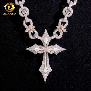 Collar de Joyería Fina de Hip Hop, Plata 925, Moissanita VVS, Colgante Cruz Infinito Miami Iced Out, Cadena Cubana con Diamantes - Product Image 3