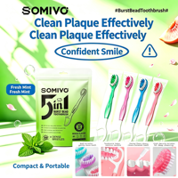 Brosse à dents de voyage miniature multifonctionnelle jetable avec perles de dentifrice pour hôtel, camping, en déplacement, sans rinçage