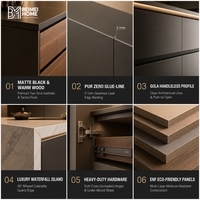 Meubles de cuisine contemporains de luxe BEIMEI, cuisine intelligente, laque cachemire, îlot flottant LED, marbre, menuiserie