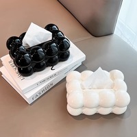 Boîte à mouchoirs GREENSIDE style nuage de bulles avec ressort de levage automatique, support élégant à extraction facile pour salle de bain et salon