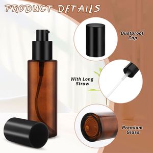 ขวดปั๊มแก้วสีเหลืองอำพันทรงแบน บรรจุภัณฑ์แบบเติมได้ สำหรับเซรั่ม น้ำมันหอมระเหย น้ำหอม โลชั่น ครีมบำรุงผิว ขนาด 30 มล.-120 มล. - Product Image 3
