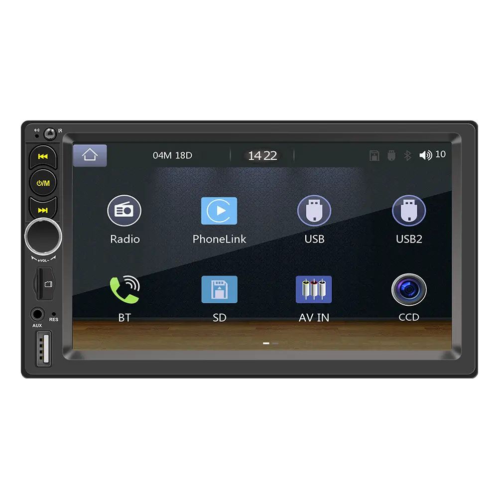 Autoradio android, CarPlay, écran tactile HD MP5, 2 Din, mains-libres, A2DP, TF, USB, ISO, éclairage stéréo à 7 couleurs, unité centrale pour système d'éclairage, F710C