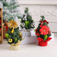 LINGKAI Ornement Or Argent Rouge Petit Sapin de Noël Artificiel Pré-Décoré Mini Sapin de Noël Artificiel de Table