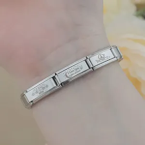 Hapiship moda italiana enlace encantos I <span class=keywords><strong>Love</strong></span> U Mum Acero inoxidable italiano encanto pulsera 9mm DIY joyería regalo DJ165 - Product Image 3
