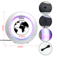 Monde en lévitation magnétique de forme ronde, flottant et rotatif continu, globe de 106mm avec LED de couleur rvb