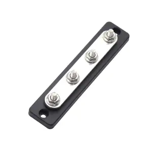 Amomd 4-Way 100A 48V DC Screw Terminal Block Copper Bus Bar for Power Distribution Vehicle Modification Parts
