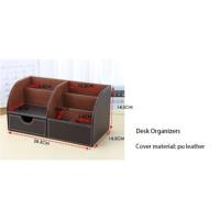 Ensemble de bureau en cuir PU haut de gamme, organiseur d'accessoires de bureau, porte-cartes de visite, porte-stylos, porte-crayons, porte-téléphone portable, boîte de rangement pour fournitures de bureau