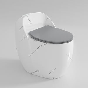 Inodoro de una pieza de cerámica de mármol blanco con diseño de lujo en forma de huevo, superventas, para baño, montado en el suelo - Product Image 4