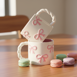 Hot New Products Pink Bow Tie Travel Mug for Coffee Tea Camping Outdoor Use Insulated Leak Proof Design <b>Ceramic</b> <b>Cup</b> - Product Image 1