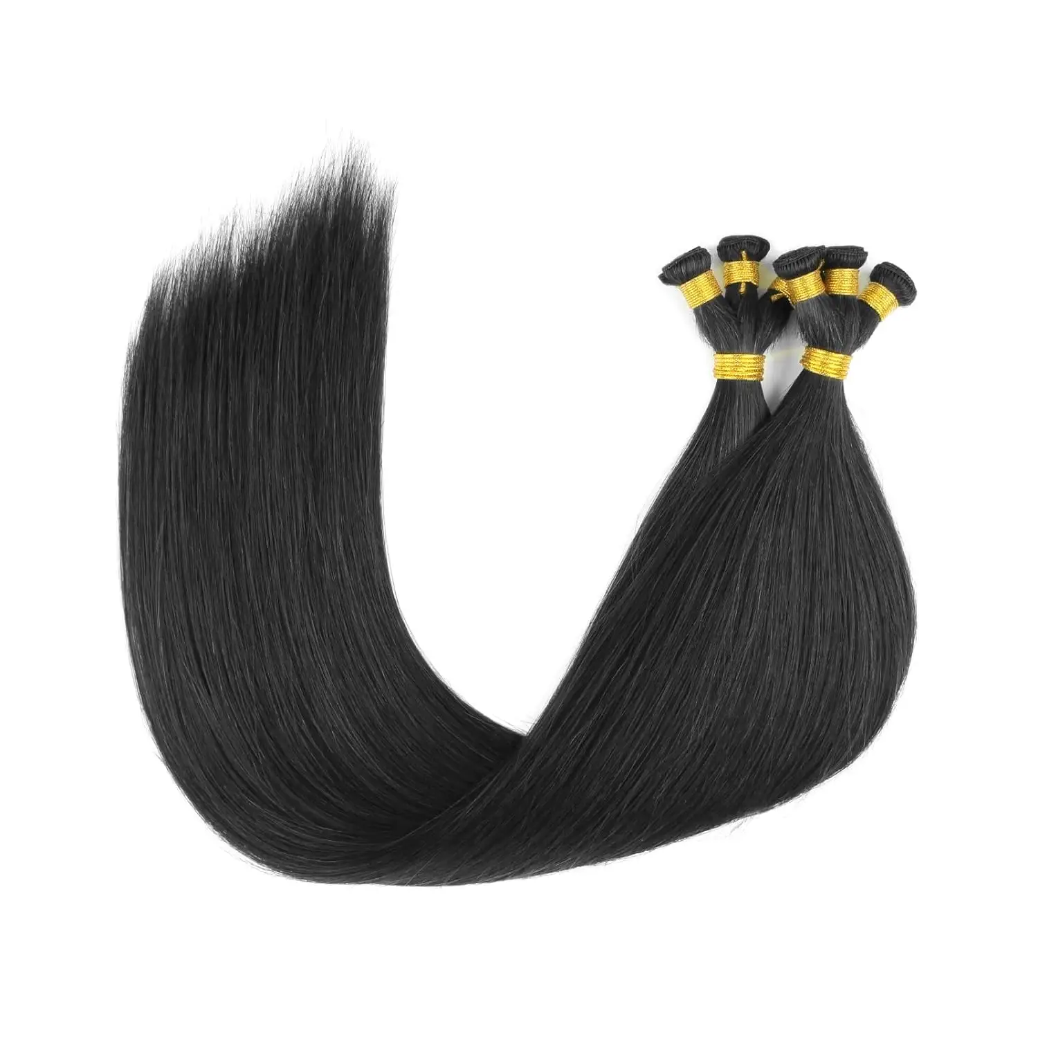 Raw Virgin thin weft natural Color Hand Tied Weft Human Hair Extensions Straight Hand Tied Weft Hair Extensions