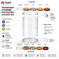 Boîte d'emballage en PET pour thé et café en gros, avec couvercle, tube rond transparent, impression personnalisée